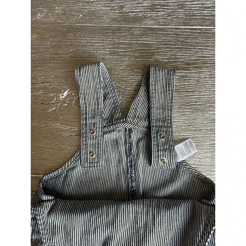 Carhartt Kids 4T Hickory Stripe Bib Overall Shorts Railroad Engineer Denim